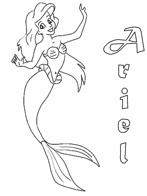 Ariel, : A is for Ariel Coloring Page