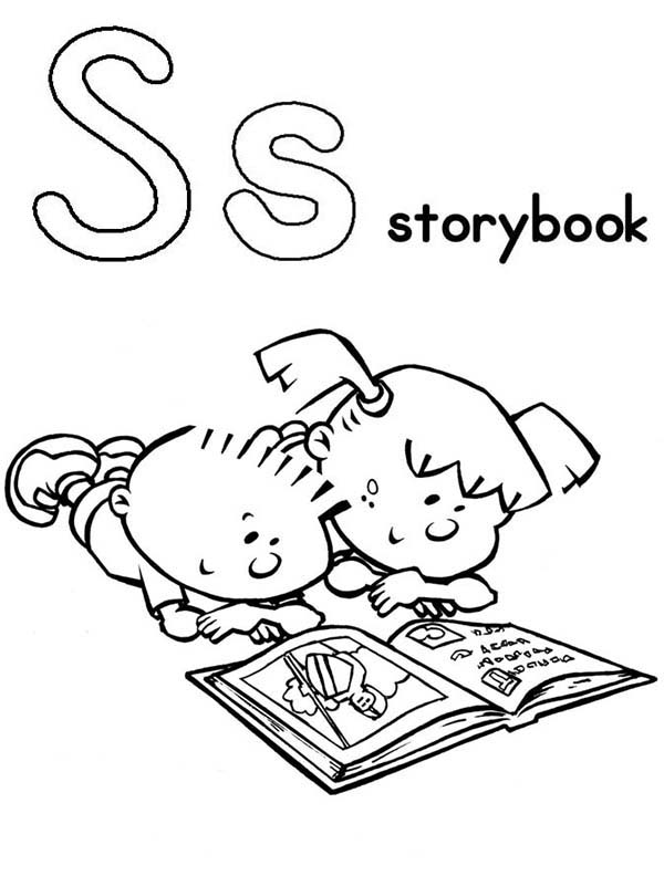 Books, : Alphabet S for Story Book Coloring Page