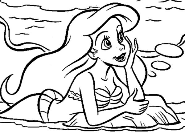 Ariel, : Ariel Day Dreaming Coloring Page
