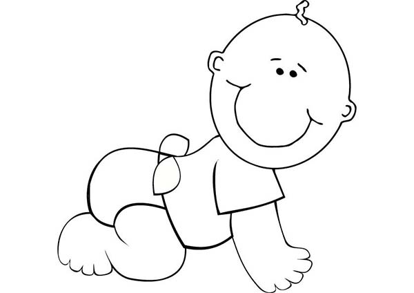 Baby, : Baby Learn to Crawl Coloring Page