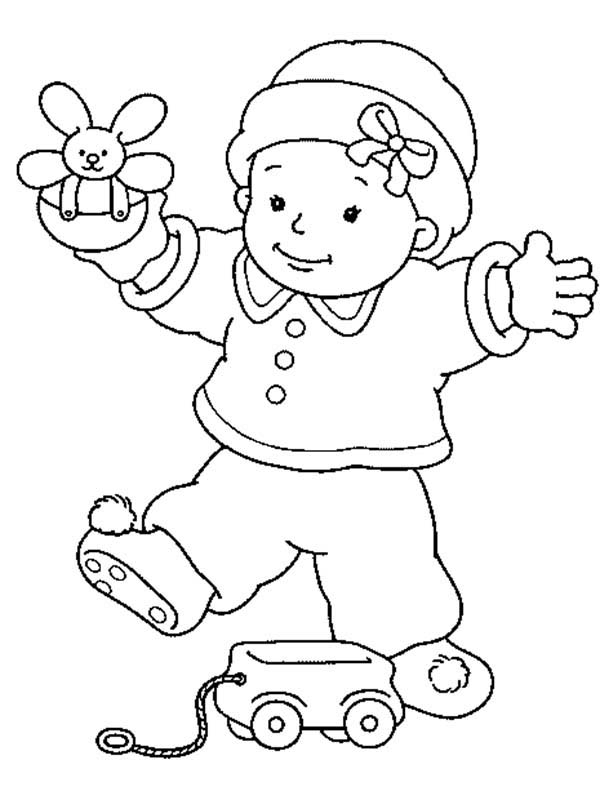 Baby, : Baby Play by Himself Coloring Page