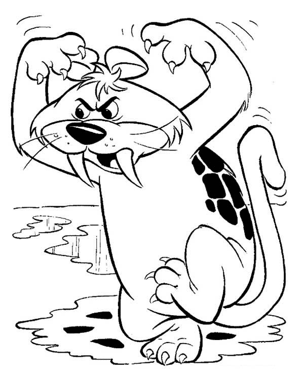 The Flintstones, : Baby Puss Try to Scare Someone in the Flintstones Coloring Page