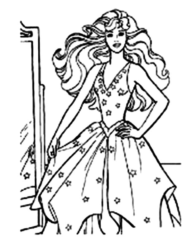 Barbie Princess, : Barbie Princess Fitting Wedding Dress Coloring Page