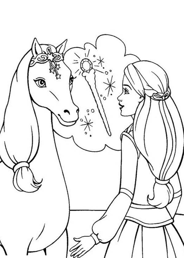 Barbie Princess, : Barbie Princess is Wondering Where Her Magic Wand Coloring Page