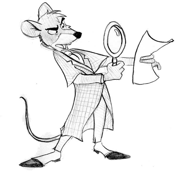 The Great Mouse Detective, : Basil Examine a Piece of Paper in the Great Mouse Detective Coloring Page