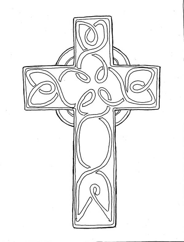 Cross, : Beautiful Catholic Cross Coloring Page