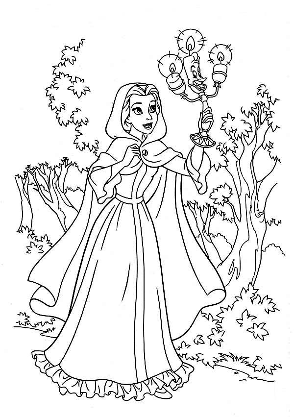 Belle, : Belle Looking For Her Father Coloring Pages