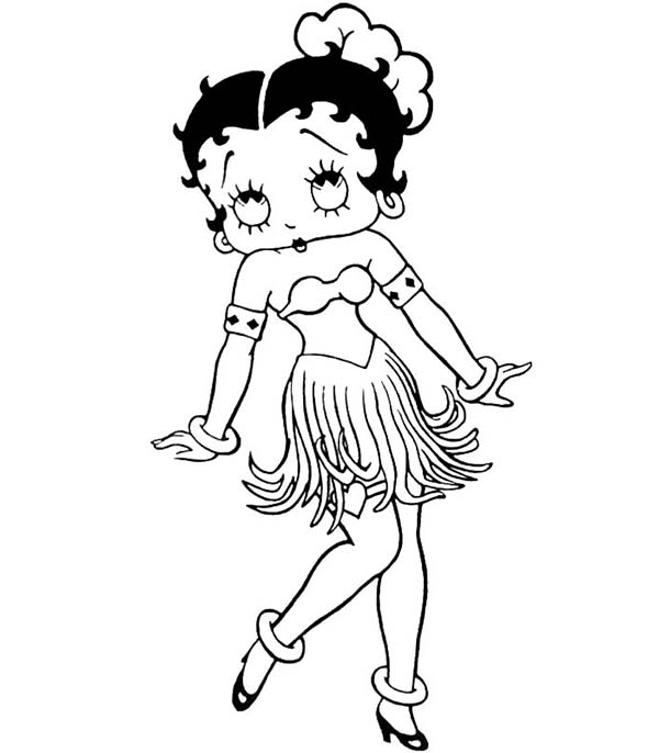 Betty Boop, : Betty Boop Hawaiian Dance Coloring Page