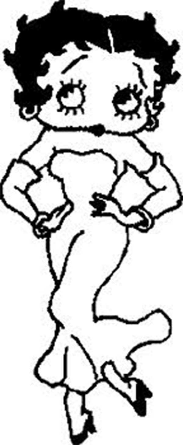 Betty Boop, : Betty Boop Posing Before Camera Coloring Page