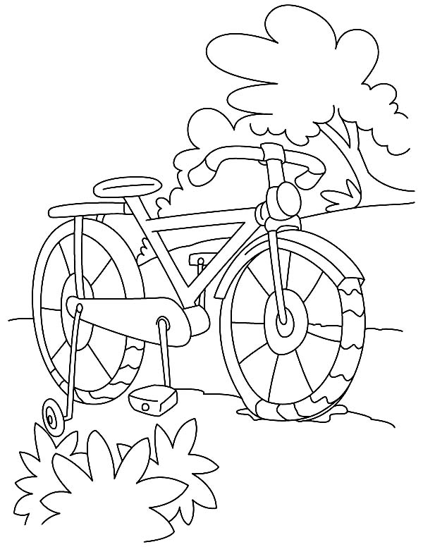 Bicycle, : Bicycle Parking at Park Coloring Page