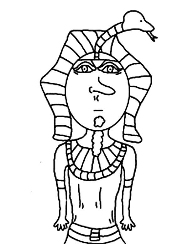 10 Plagues of Egypt, : Cartoon of Pharaoh in 10 Plagues of Egypt Coloring Page