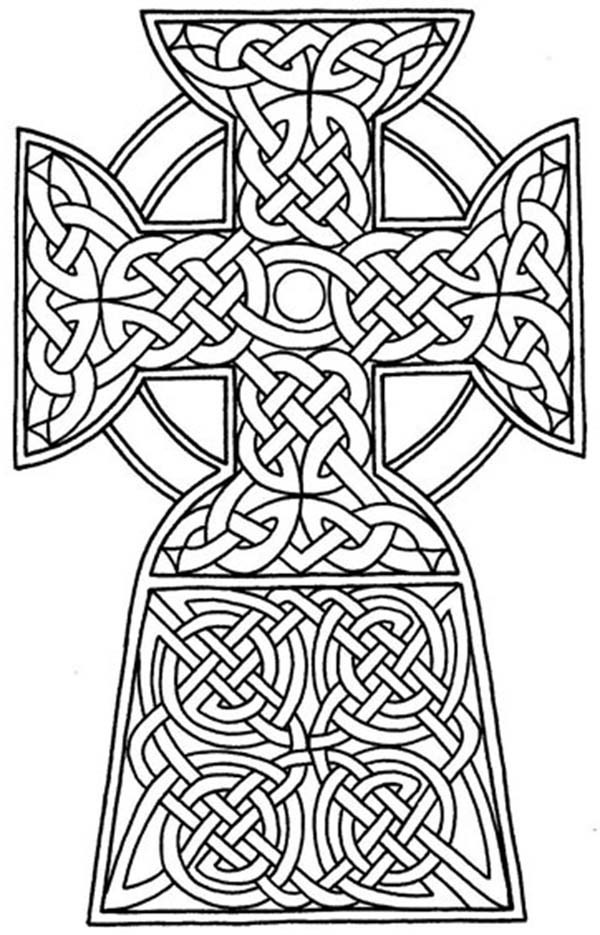 Cross, : Celtic Ethnic Cross Coloring Page