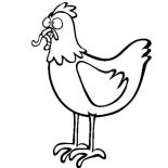 Chicken, Chicken Eat Worm Coloring Page: Chicken Eat Worm Coloring Page