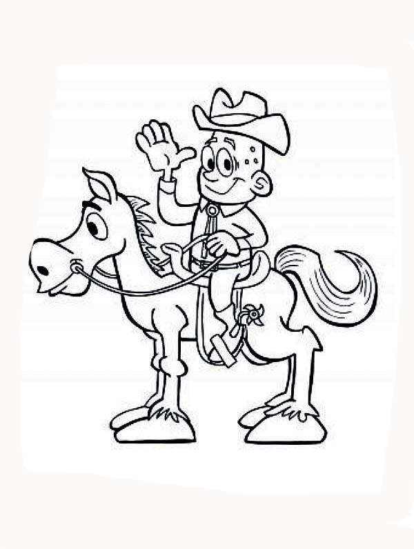 Cowboy, : Cowboy Ride a Horse Coloring Page