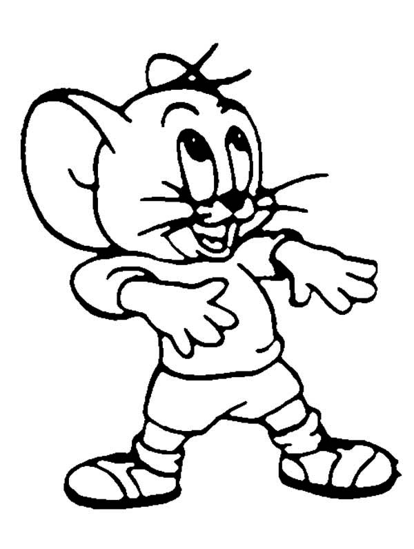 Tom and Jerry, : Cute Jerry in Tom and Jerry Coloring Page