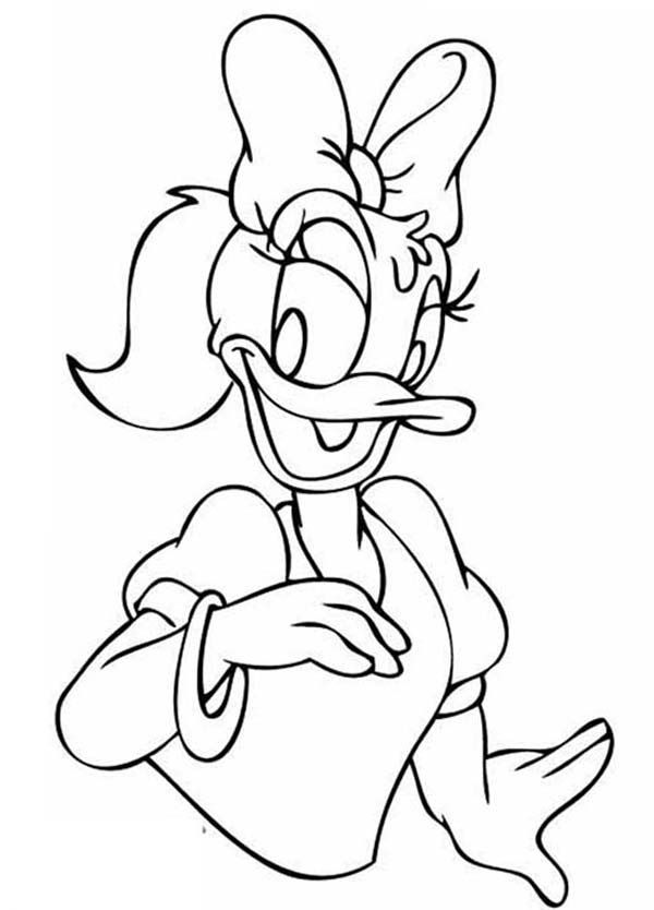 Daisy Duck, : Daisy Duck Has Long Beautiful Hair Coloring Page