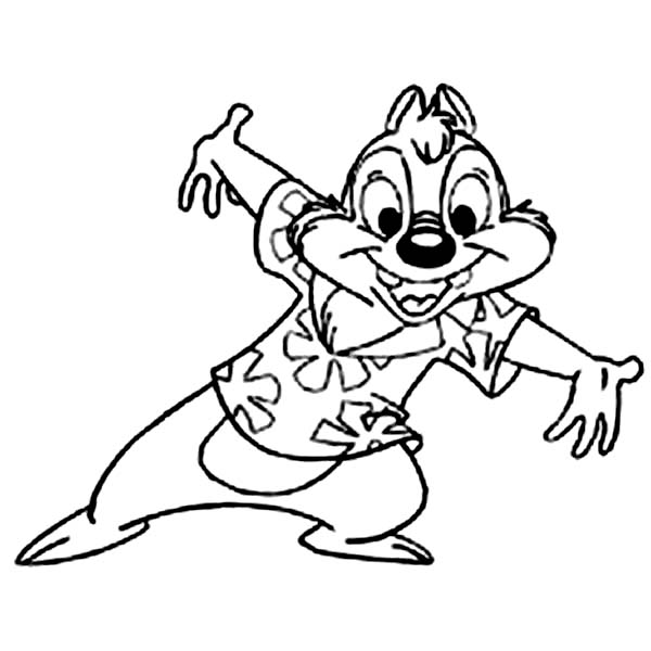 Chip and Dale, : Dale is so Happy in Chip and Dale Coloring Page
