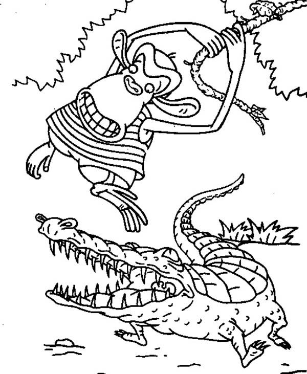 Thornberrys, : Darwin Dodge a Crocodile by Swing Over His Head in the Thornberrys Coloring Page