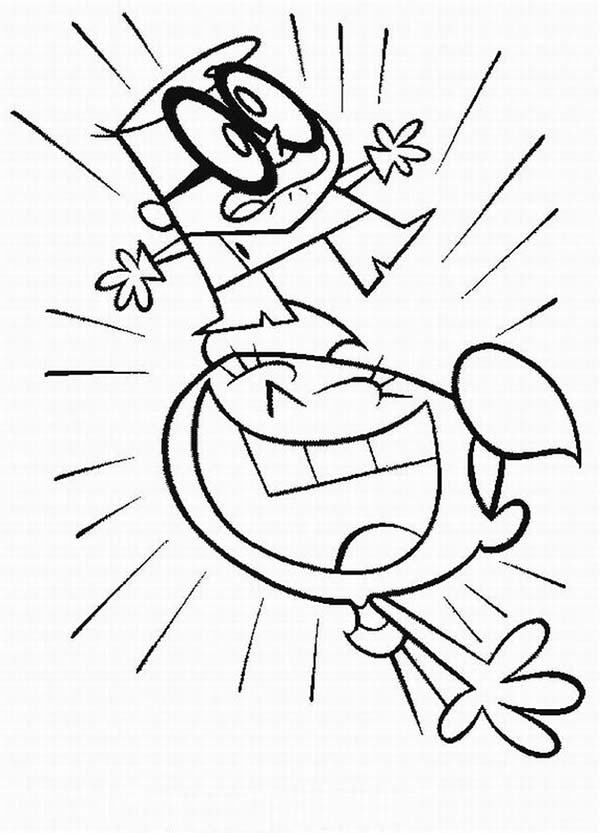Dexters Lab, : Dee Dee is Happy She Found Dexter Secret Lab from Dexters Lab Coloring Page