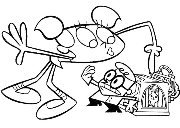 Dexters Lab, : Dexter Keep His Invention Away from Dee Dee from Dexters Lab Coloring Page