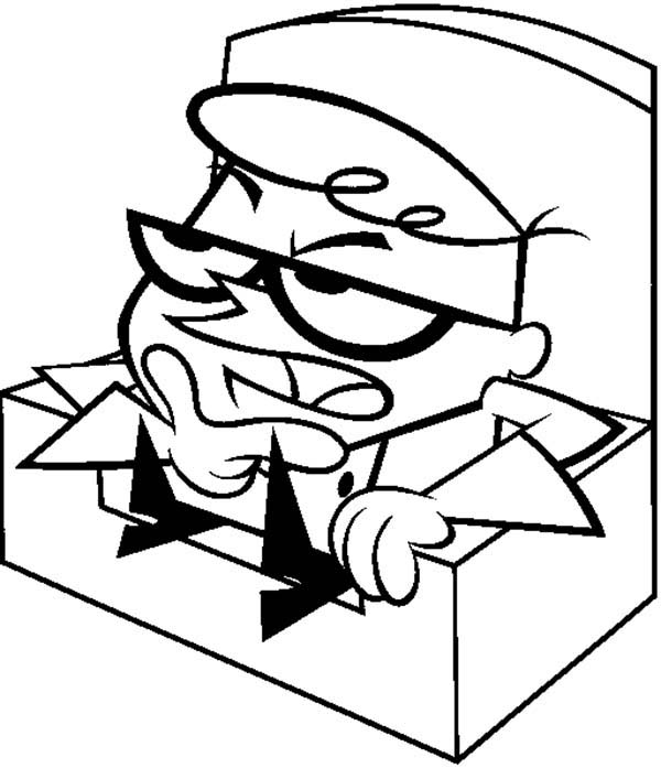 Dexters Lab, : Dexter Sitting on Chair Thinking from Dexters Lab Coloring Page