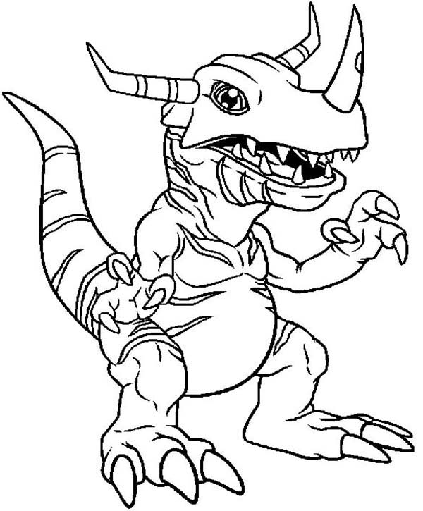 Digimon, : Digimon Grreymon is Agumons Champion Form Coloring Page