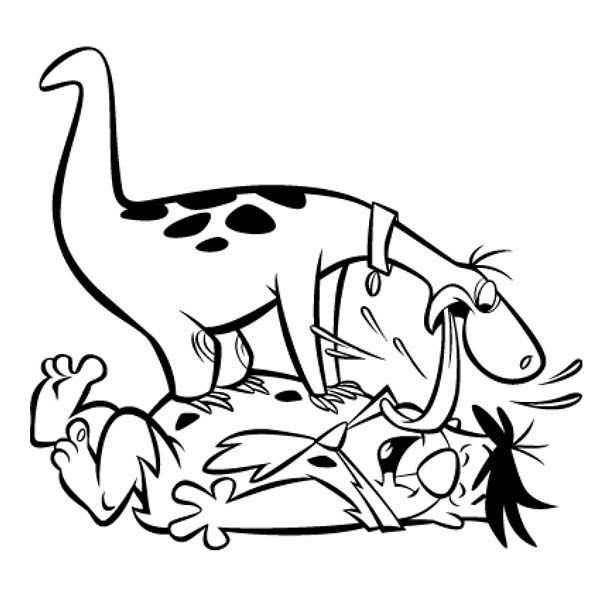 The Flintstones, : Dino Lick Fred Face in the Flintstones Coloring Page
