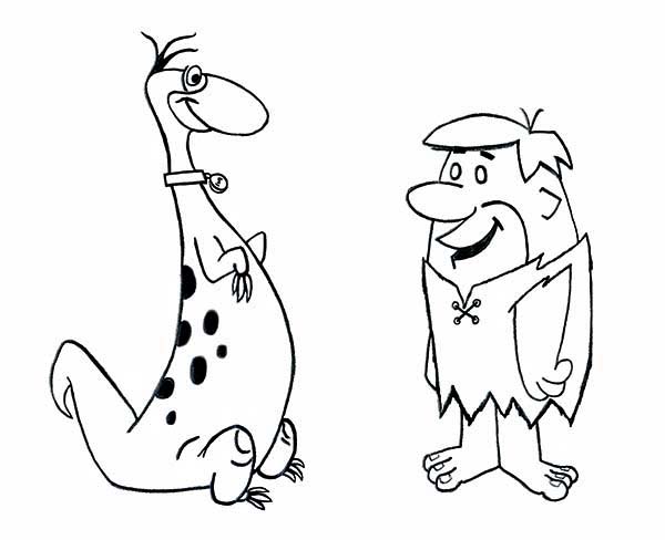 The Flintstones, : Dino Meet Barney in the Flintstones Coloring Page