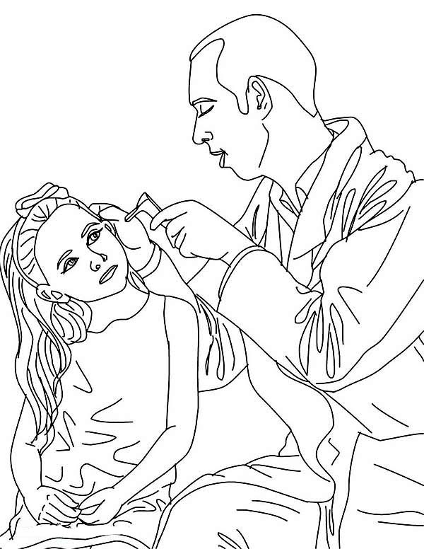 Doctor, : Doctor Checking on His Patient Ear Coloring Page