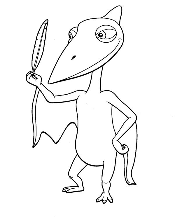 Dinosaurus Train, : Don Amazed by a Feather in Dinosaurus Train Coloring Page