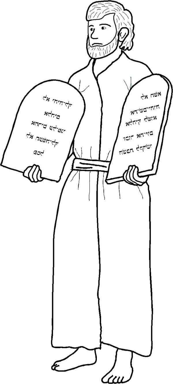 Ten Commandments, : Drawing Moses and Ten Commandments Coloring Page