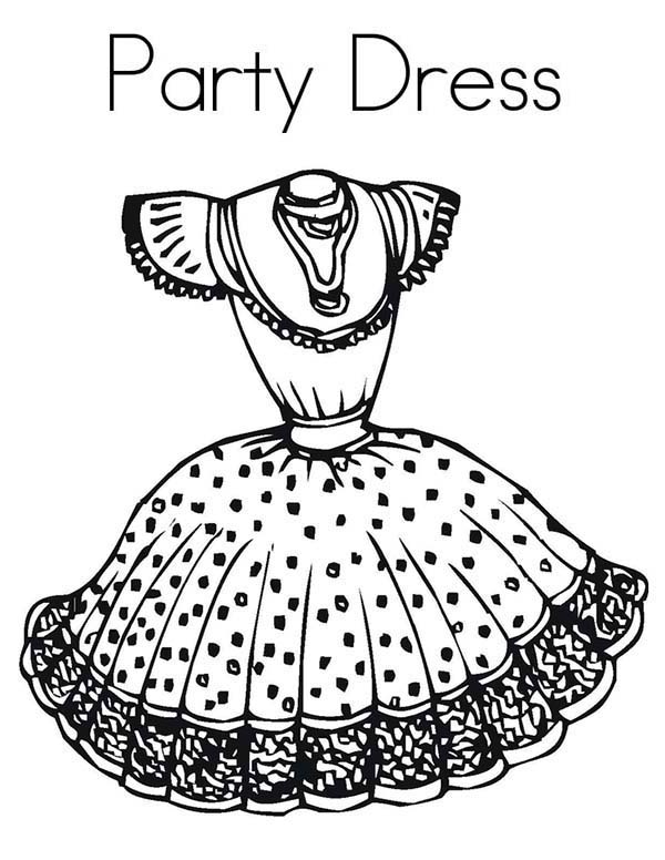 Dress, : Dress for Formal Party Coloring Page