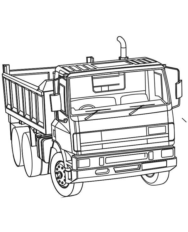 Construction, : Dump Truck Powerful Ready to Work Coloring Page