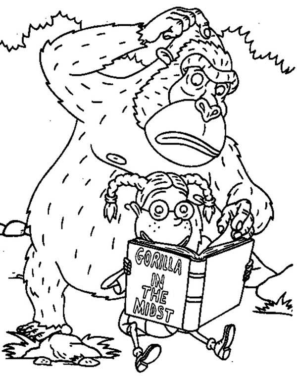 Thornberrys, : Eliza Read a Book with Gorilla in the Thornberrys Coloring Page