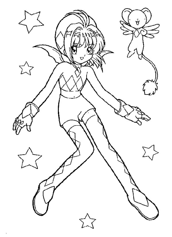 Cardcaptor Sakura, : Famous Characters from Cardcaptor Sakura Coloring Page