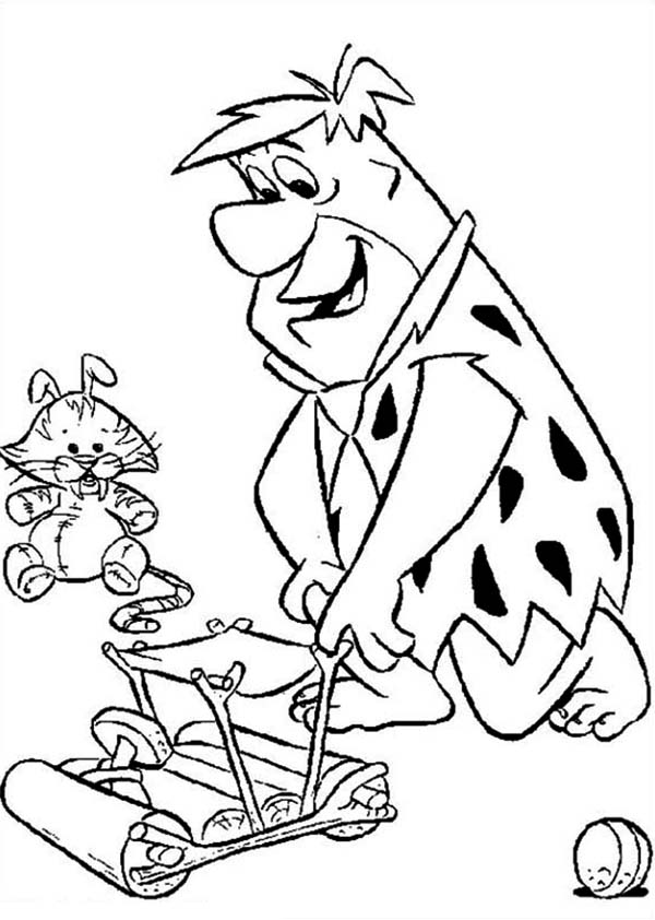 The Flintstones, : Fred Make Toy for Pebbles in the Flintstones Coloring Page