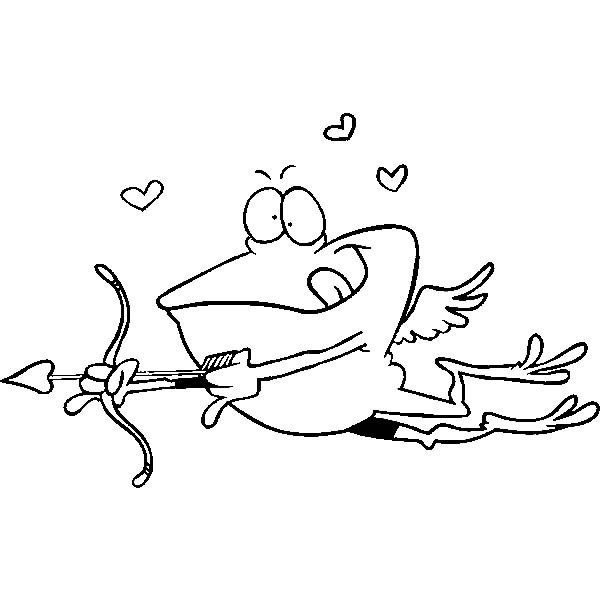 Cupid, : Frog Cupid Falling in Love Coloring Page