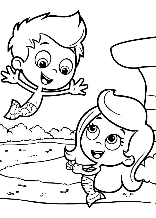 Bubble Guppies, : Gil is Happy Meet Molly in Bubble Guppies Coloring Page
