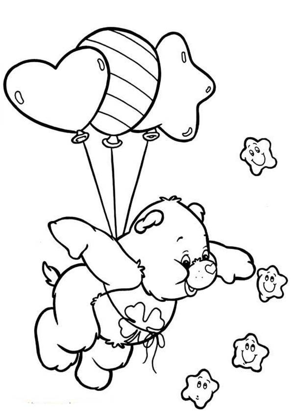 Care Bear, : Good Luck Bear Counting Stars in Care Bear Coloring Page