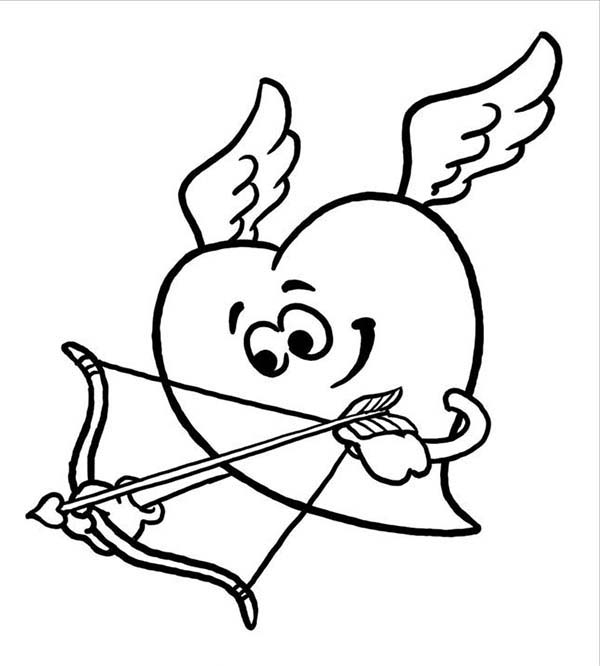 Cupid, : Heart Cupid Coloring Page