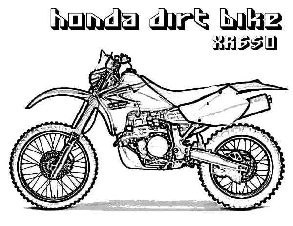 Dirt Bike, : Honda Dirt Bike XR650 Coloring Page