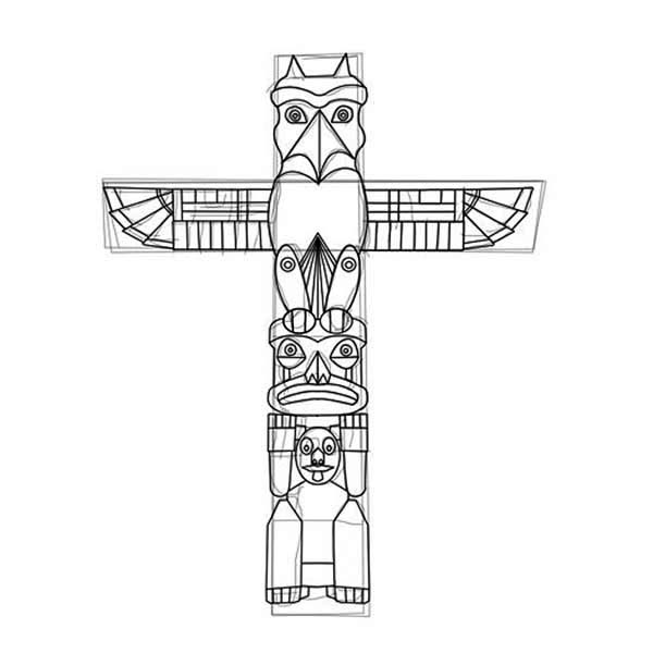 Native American Day, : How to Carved a Native American Totem on Native American Day Coloring Page