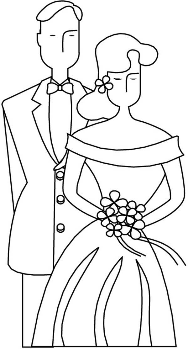 Wedding, : How to Draw Wedding Couple Coloring Page