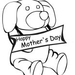 Mothers Day, Little Puppy Happy Mothers Day Coloring Page: Little Puppy Happy Mothers Day Coloring Page