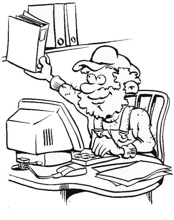 Computer, : Making Office File with Computer Coloring Page