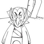 Vampire, Old Vampire And His Coffin Coloring Page: Old Vampire and His Coffin Coloring Page
