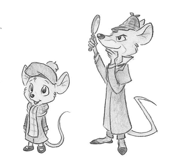 The Great Mouse Detective, : Olivia and Basil Work Together in the Great Mouse Detective Coloring Page