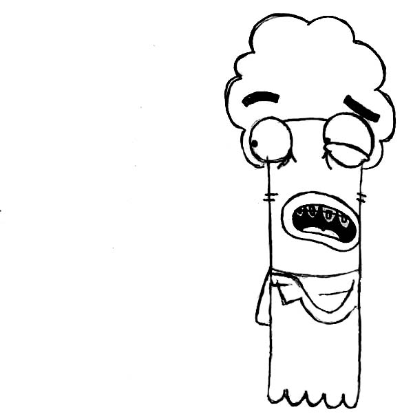 Fish Hooks, : Oscar Looks Scared in Fish Hooks Coloring Page