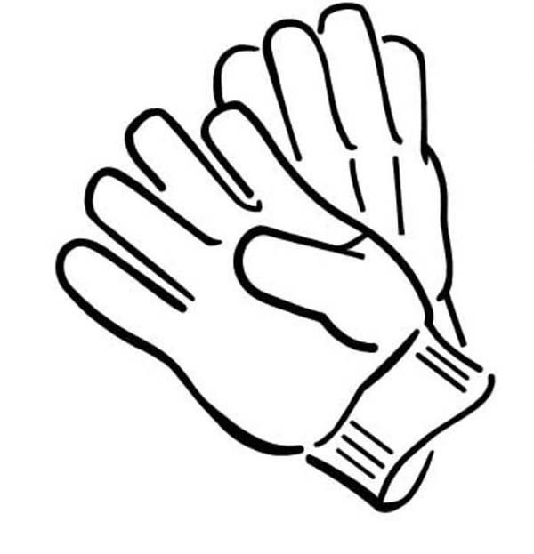 Winter Clothing, : Pair of Gloves in Winter Clothing Coloring Page