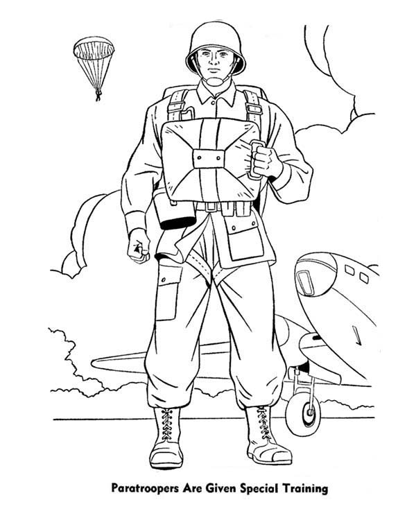 Armed Forces Day, : Paratroopers are Given Special Training in Armed Forces Day Coloring Page